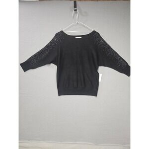 89th + Madison Womens Black Rhinestone Dolman Sleeve Knit Top S4461AM2289 NEW S